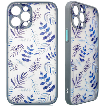 Design Case etui do iPhone 12 Pro Max pokrowiec w kwiaty ciemnoniebieski