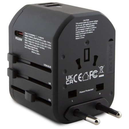 TUMI TUTA20WMSLK Travel Adapter 20W USB-C / 2xUSB-A czarny/black
