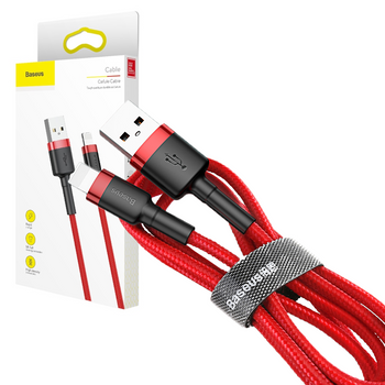 Baseus Cafule Cable wytrzymały nylonowy kabel przewód USB / Lightning QC3.0 1.5A 2M czerwony (CALKLF-C09)