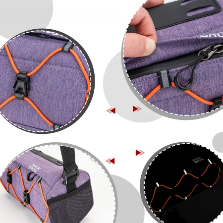 Torba rowerowa Rockbros 30110054005 na kierownicę 2,2L - fioletowa