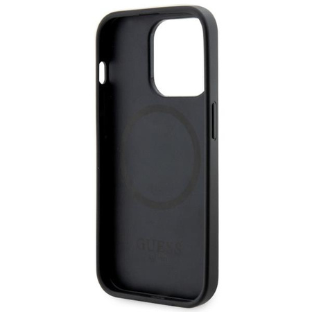 Etui Guess GUHMP14LP4RPSK na iPhone 14 Pro - czarne 4G Printed Stripes MagSafe