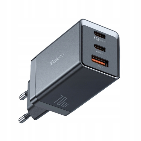 MCDODO SZYBKA ŁADOWARKA SIECIOWA ZASILACZ 3X USB-C PD USB GAN 67W KABEL 1M