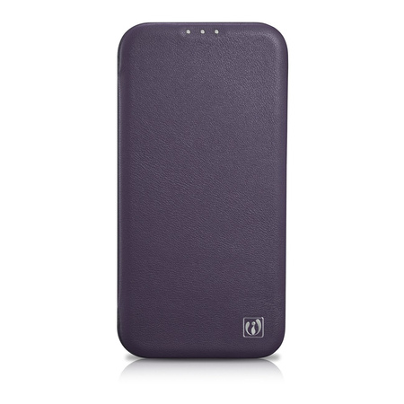 iCarer CE Premium Leather Folio Case skórzane etui iPhone 14 Plus z klapką magnetyczne MagSafe ciemnofioletowy (WMI14220715-DP)