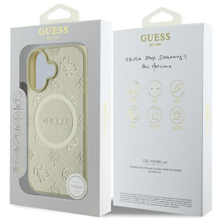GUESS ETUI HARDCASE SAFFIANO PEONY DO IPHONE 16 6.1 DO MAGSAFE Z MODERNYM
