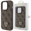 Etui Guess Leather 4G Triangle Strass do iPhone 15 - brązowe
